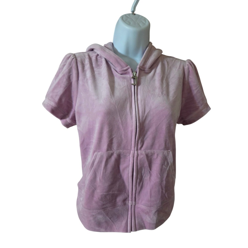 Juicy Couture Velour Full Zip Hoodie Short Sleeve Dewberey Pink S NWT
